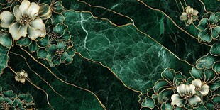 轻奢金色牡丹花线条