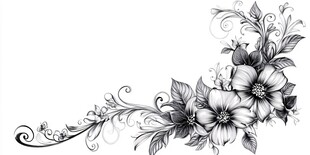 黑白手绘花