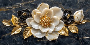 3d浮雕金属牡丹花
