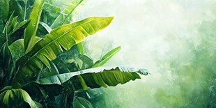 芭蕉叶绿色背景作品