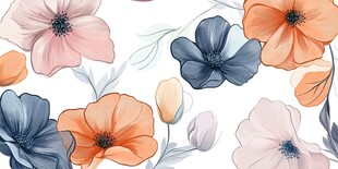 数码印花图案手绘花卉