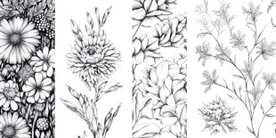 黑白手绘花