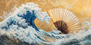 折扇海浪插画