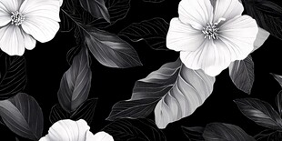 黑白素雅花卉