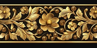 金色花卉浮雕
