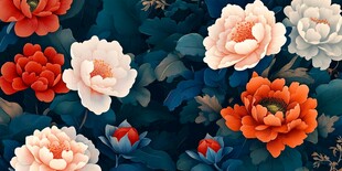 牡丹包装插画