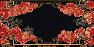 屏风背景云纹漆器