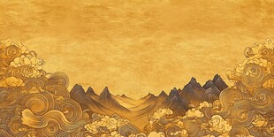 金色古风古典山水背景