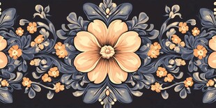 蓝底彩色腰果花