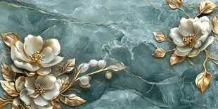 牡丹花线描金轻奢