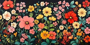 3d浮雕缤纷花卉