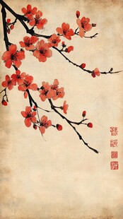 古典古风复古梅花图