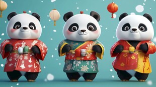 新年服饰熊猫