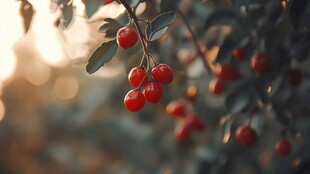 逆光下的红果