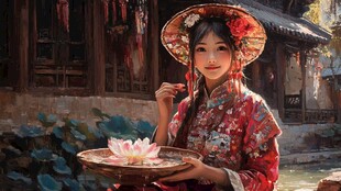 江南美女油画
