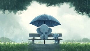 雨天插画