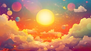 彩虹太阳云朵插画