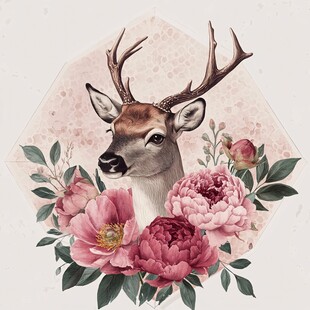 鹿与花插画