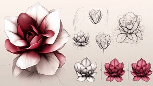 鼠绘精绘莲花花朵