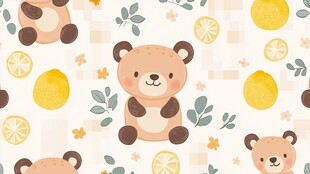 小熊印花壁纸