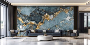 黑蓝色大理石材背景墙