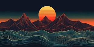 旭日东升插画