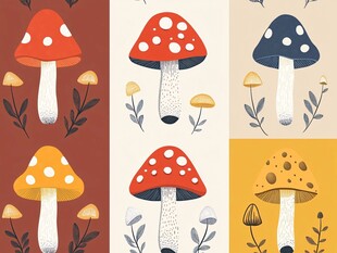 原创蘑菇插画图案