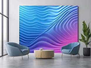 客厅挂画蓝色渐变