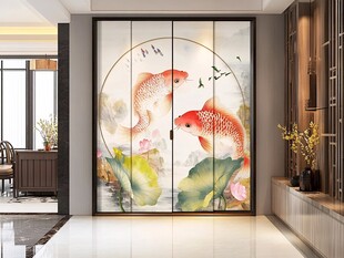 现代屏风鲤鱼图