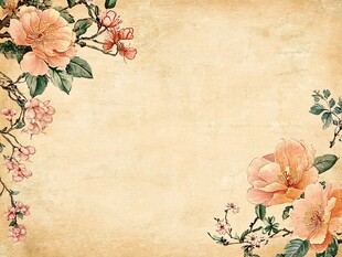 手绘春天古风花卉背景