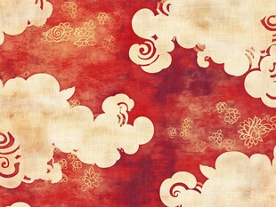 古风线绘云纹墙纸