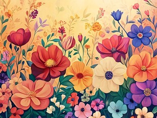 手绘创意百花壁纸