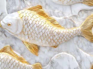 3d浮雕金鱼鲤鱼
