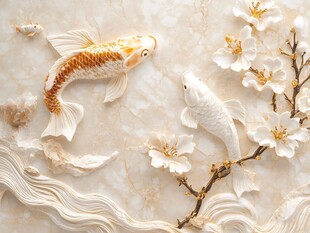 工艺背景墙连年有余