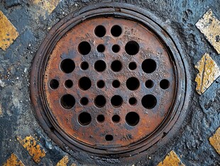 生锈井盖