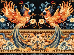 凤凰牡丹图案