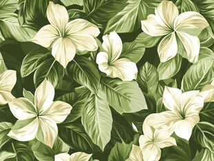 田园风热带树叶花朵