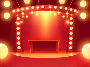 红色金色舞台场景