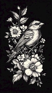 欧美风格鸟花卉