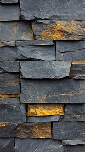 深蓝色拼接石片墙