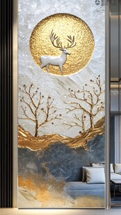 轻奢麋鹿珐琅彩浮雕画