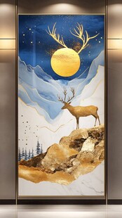 轻奢麋鹿珐琅彩浮雕画