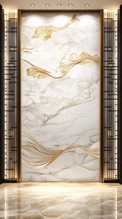 现代屏风鲤鱼图