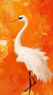 手绘白鹤装饰画