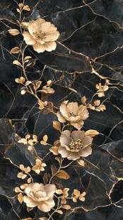 轻奢金色牡丹花线条