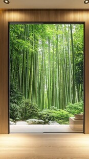 窗外竹景茂密竹林