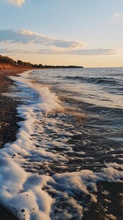 水波浪黄昏海岸浓云