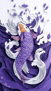 禅意招财鲤鱼插画