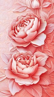 立体手绘牡丹花卉
