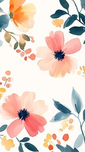 森系粉橙色花朵背景